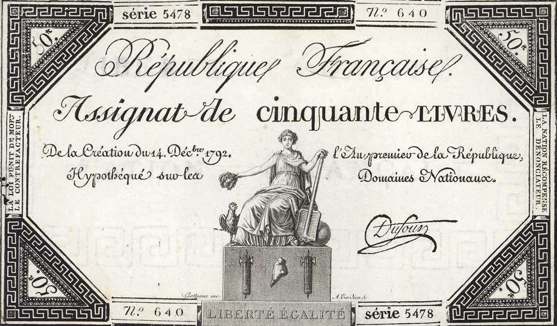 Front of France pA72: 50 Livres from 1792