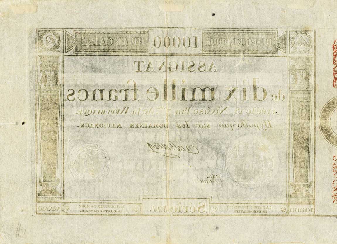 Back of France pA82: 10000 Francs from 1795