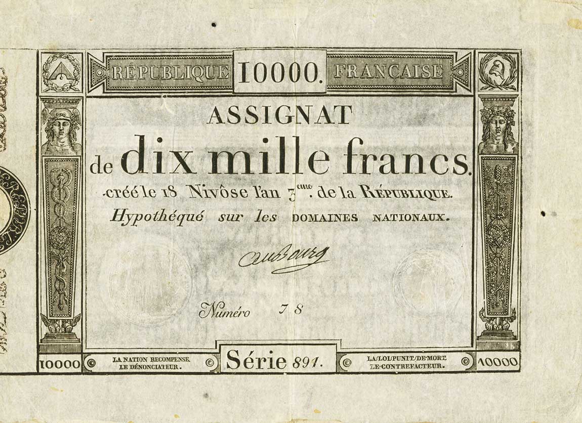 Front of France pA82: 10000 Francs from 1795