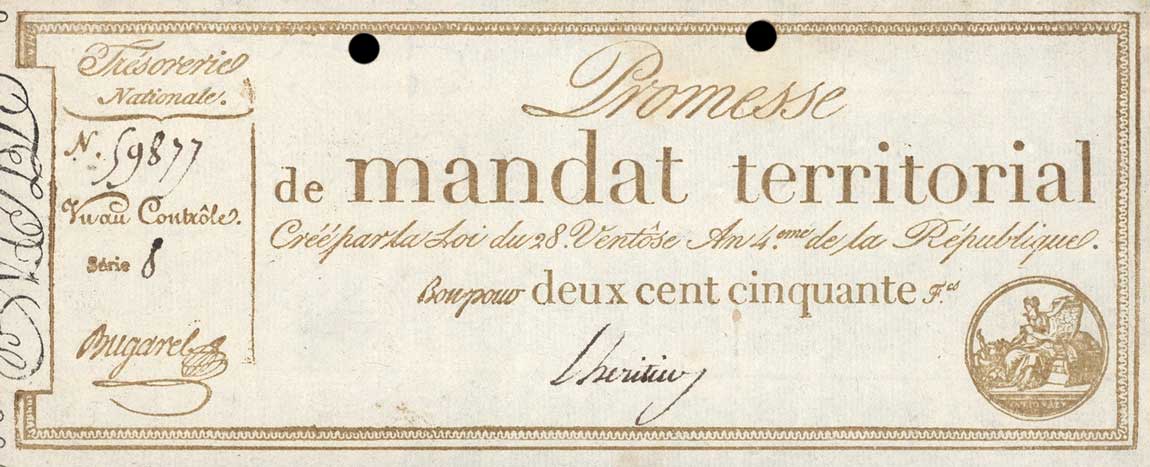 Front of France pA85b: 250 Francs from 1796