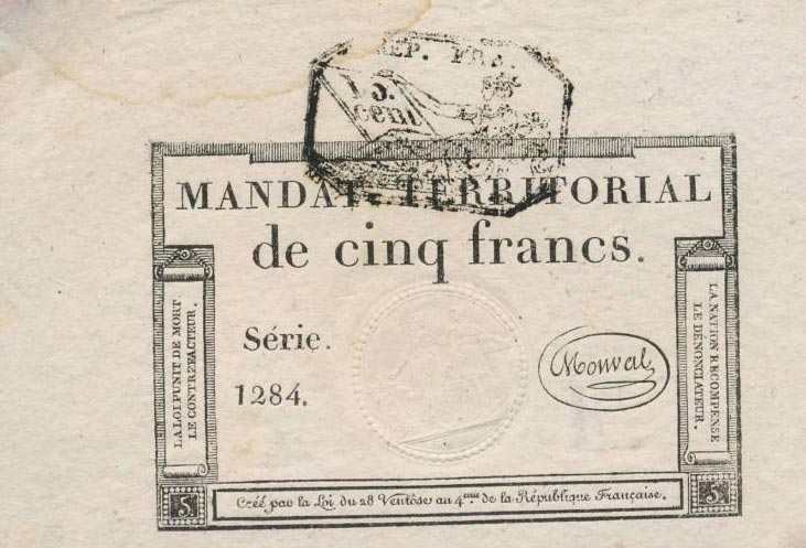Front of France pA87b: 5 Francs from 1796