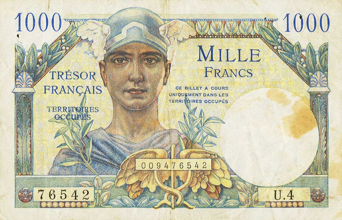 Front of France pM10: 1000 Francs from 1947