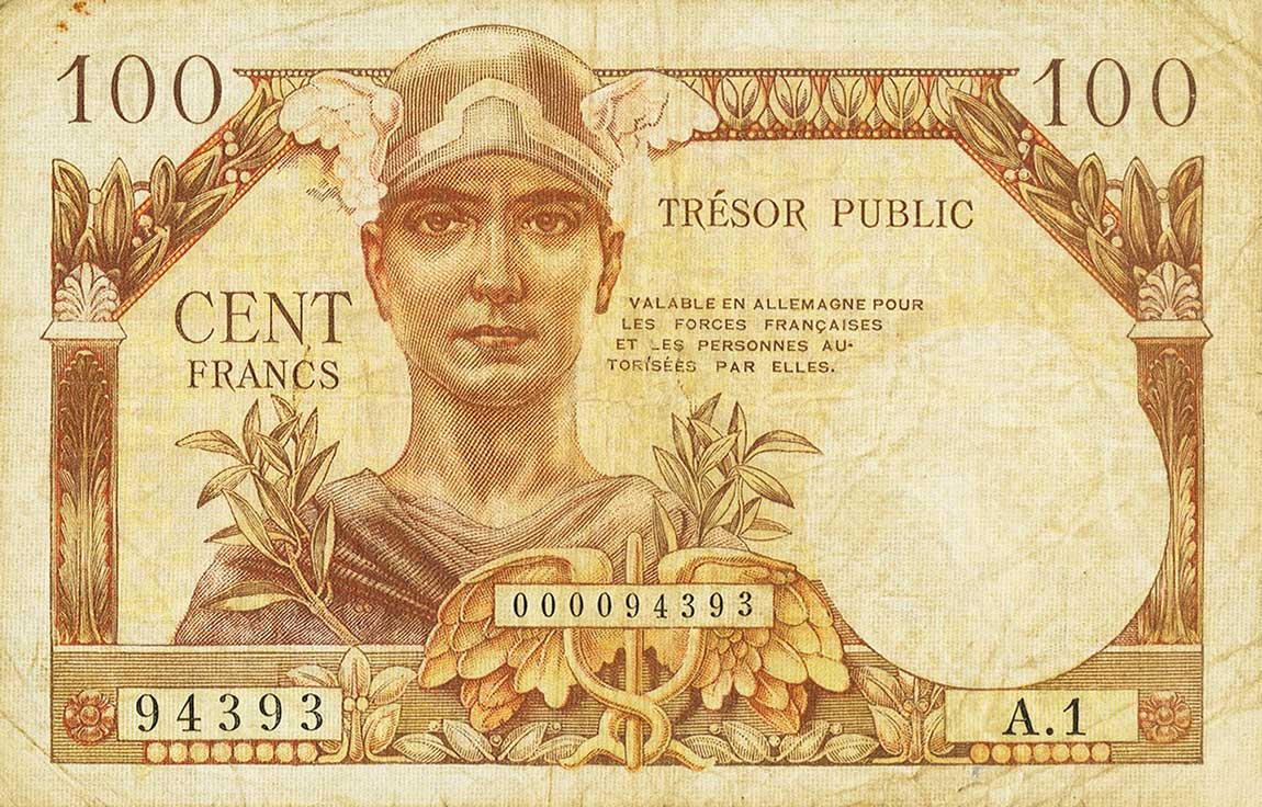 Front of France pM11a: 100 Francs from 1955