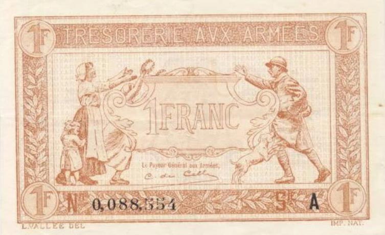Front of France pM2: 1 Franc from 1917