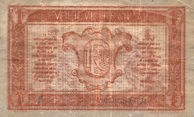 Back of France pM5: 1 Franc from 1919