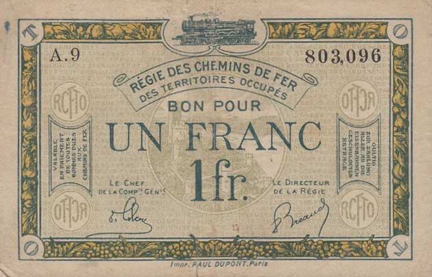 Front of France pR5: 1 Franc from 1923