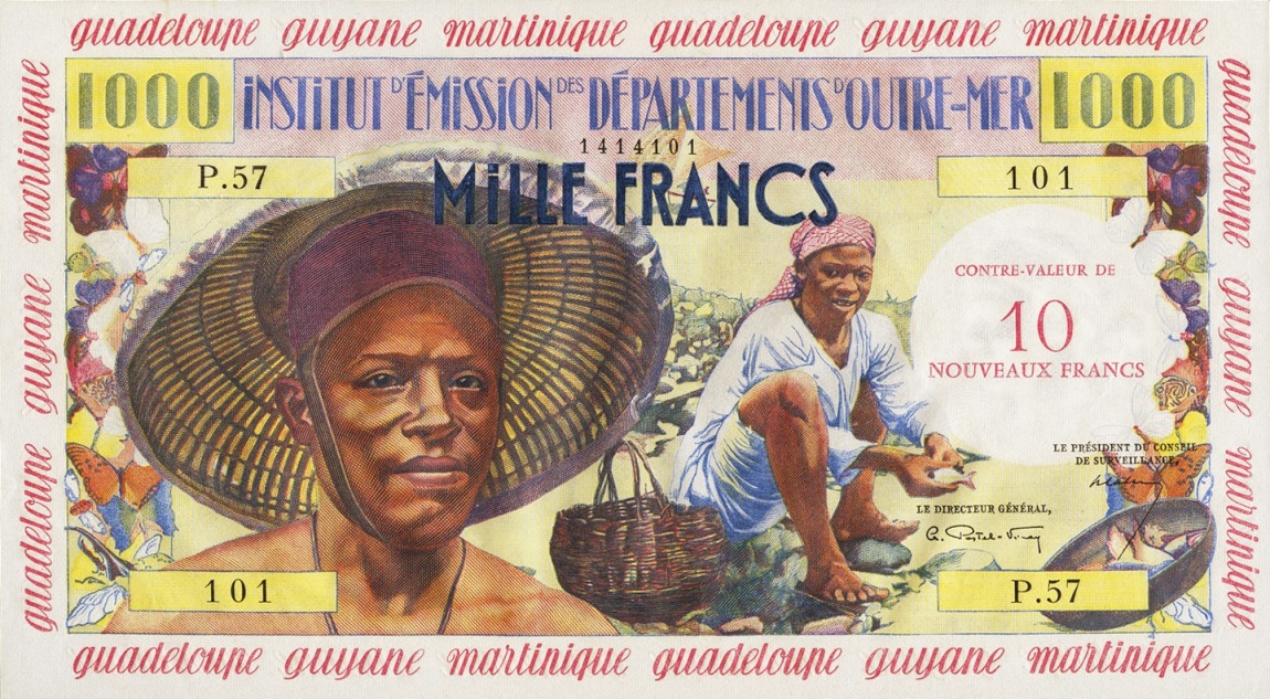 Front of French Antilles p2a: 10 Nouveaux Francs from 1961