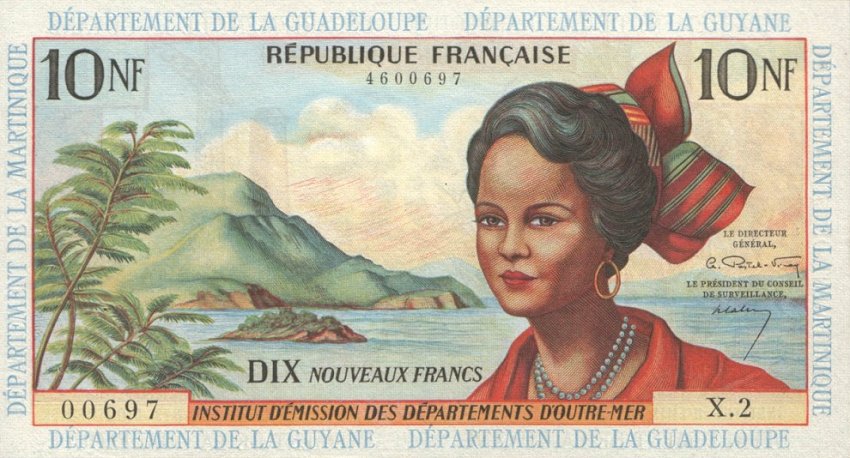 Front of French Antilles p5a: 10 Nouveaux Francs from 1963