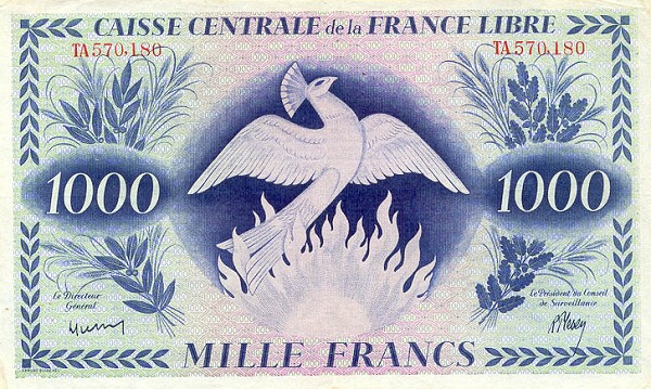 Front of French Equatorial Africa p14a: 1000 Francs from 1941