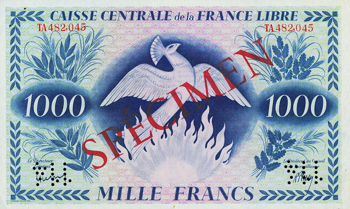 Front of French Equatorial Africa p14s1: 1000 Francs from 1941