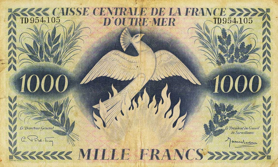 Front of French Equatorial Africa p19a: 1000 Francs from 1944