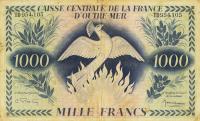 p19a from French Equatorial Africa: 1000 Francs from 1944