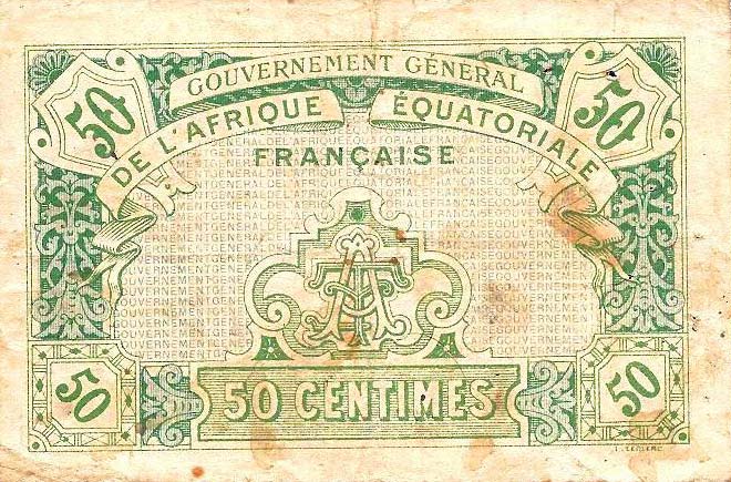 Back of French Equatorial Africa p1b: 50 Centimes from 1917