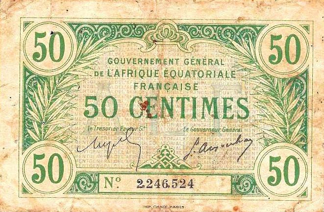 Front of French Equatorial Africa p1b: 50 Centimes from 1917