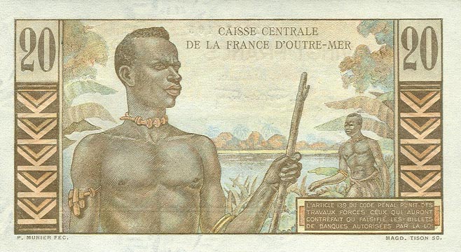 Back of French Equatorial Africa p22: 20 Francs from 1947