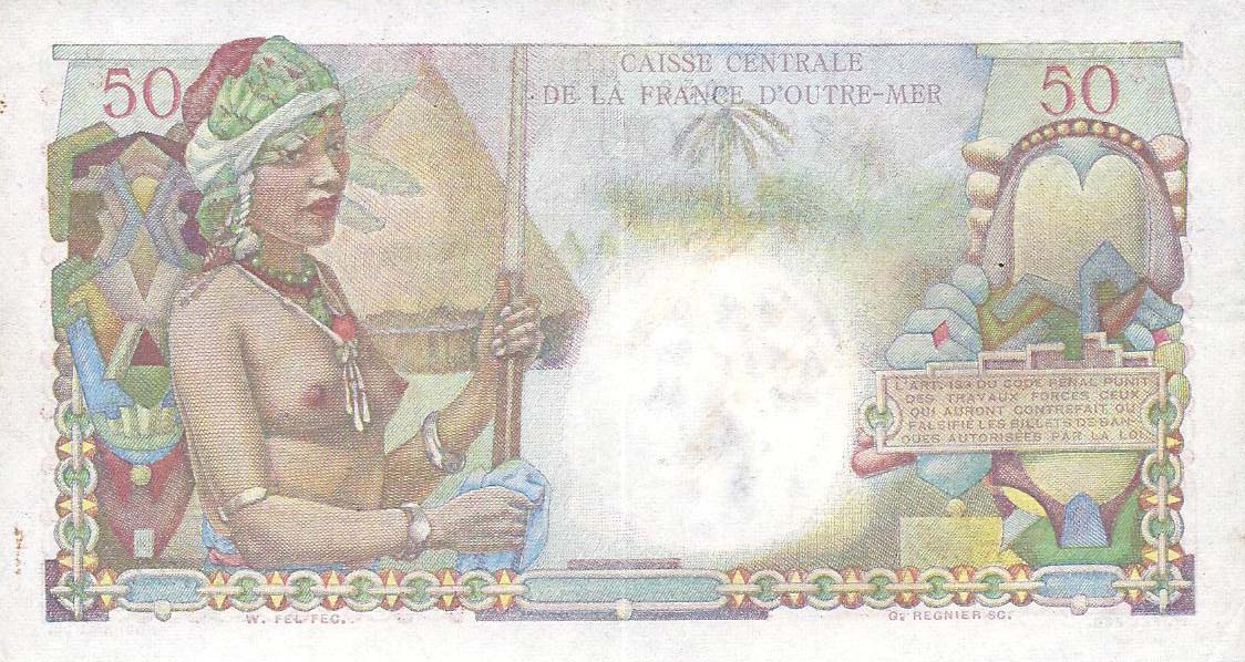 Back of French Equatorial Africa p23a: 50 Francs from 1947