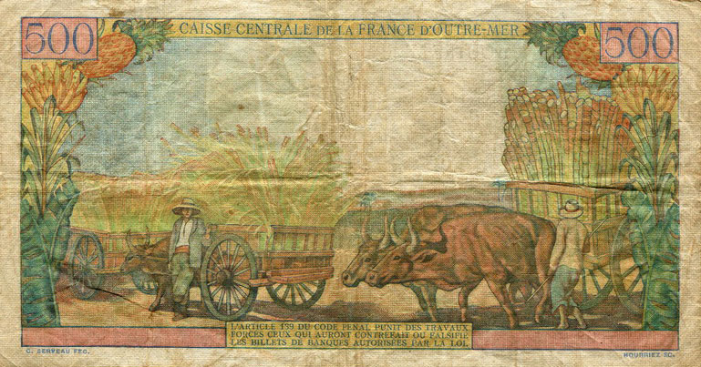 Back of French Equatorial Africa p25a: 500 Francs from 1949