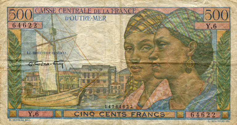 Front of French Equatorial Africa p25a: 500 Francs from 1949