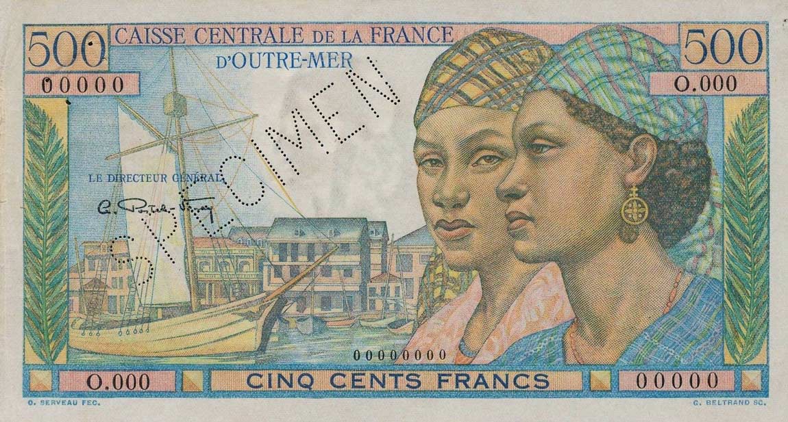 Front of French Equatorial Africa p25s: 500 Francs from 1949