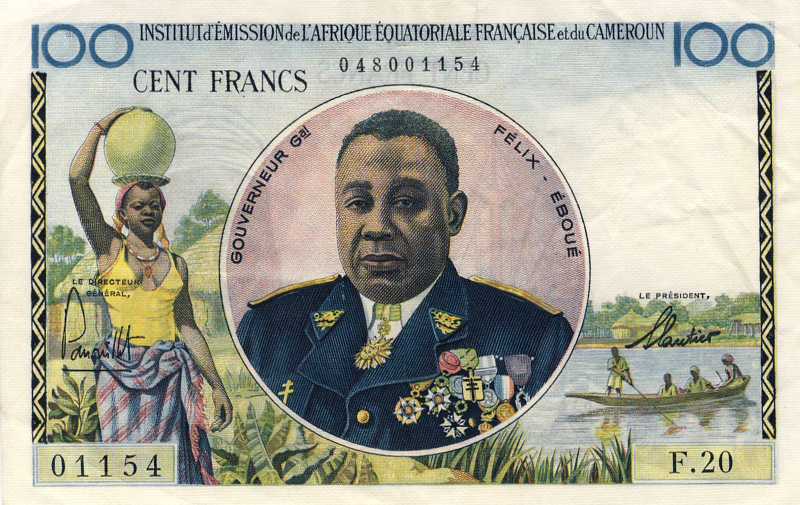 Front of French Equatorial Africa p32a: 100 Francs from 1957