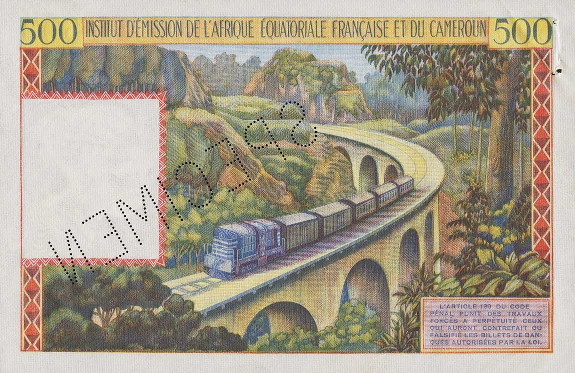 Back of French Equatorial Africa p33s: 500 Francs from 1957