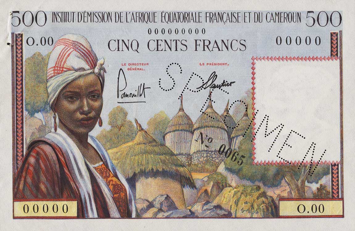 Front of French Equatorial Africa p33s: 500 Francs from 1957