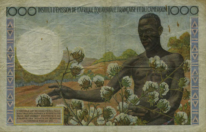 Back of French Equatorial Africa p34a: 1000 Francs from 1957