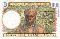 Gallery image for French Equatorial Africa p6a: 5 Francs from 1941