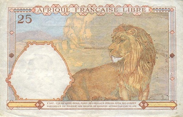 Back of French Equatorial Africa p7a: 25 Francs from 1941