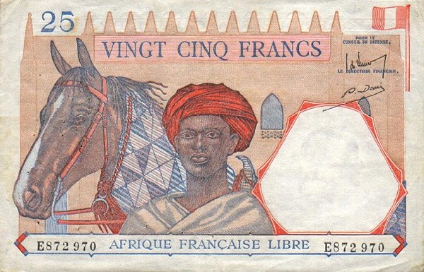 Front of French Equatorial Africa p7a: 25 Francs from 1941