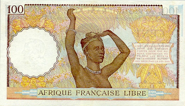 Back of French Equatorial Africa p8a: 100 Francs from 1941