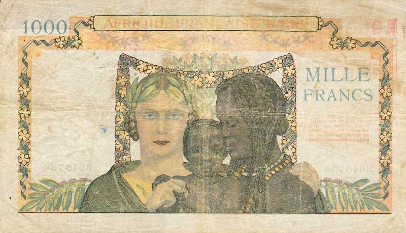 Back of French Equatorial Africa p9a: 1000 Francs from 1941