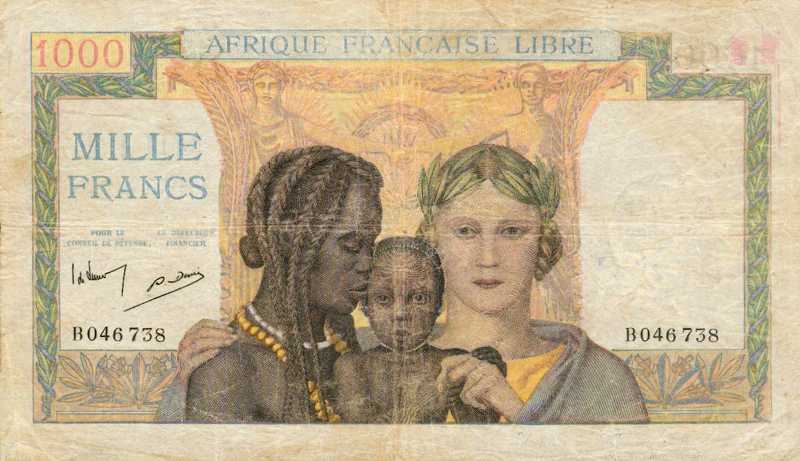 Front of French Equatorial Africa p9a: 1000 Francs from 1941