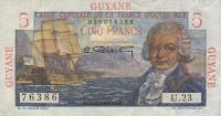 p19a from French Guiana: 5 Francs from 1947