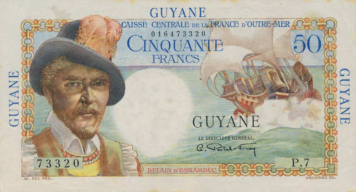 RealBanknotes Com French Guiana P22a 50 Francs From 1947   FrenchGuiana P22a 50 Francs F 