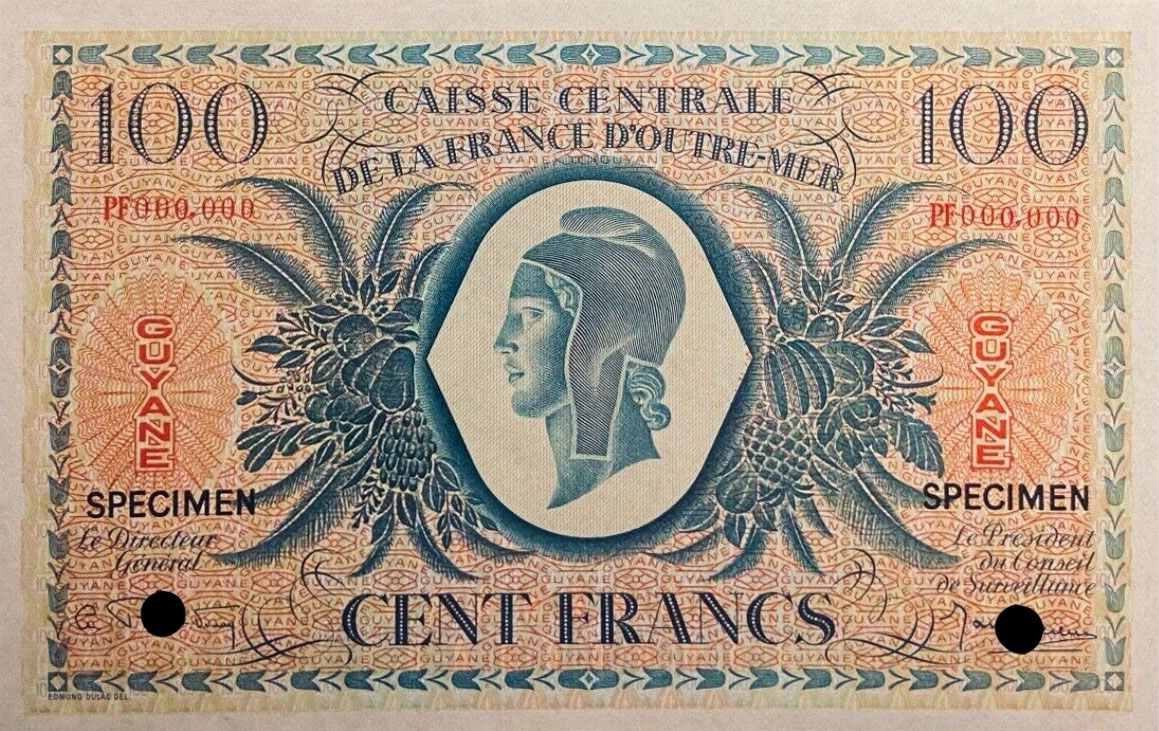 Front of French Guiana p17s: 100 Francs from 1944