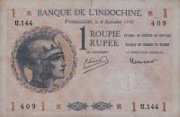 p4e from French India: 1 Roupie from 1945