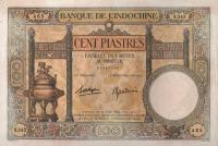 Gallery image for French Indo-China p51d: 100 Piastres
