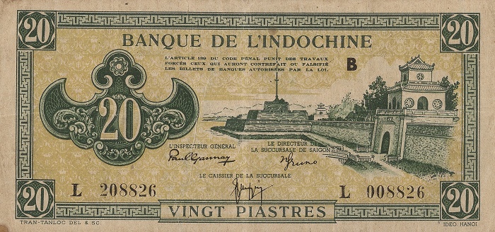 Front of French Indo-China p70: 20 Piastres from 1942