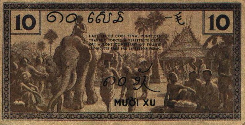 Back of French Indo-China p85e: 10 Cents from 1939