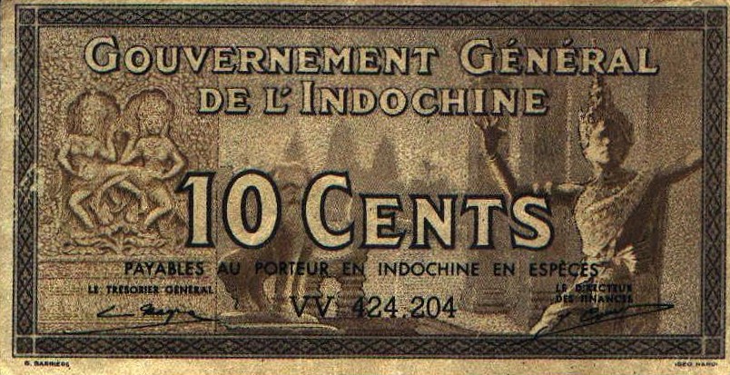 Front of French Indo-China p85e: 10 Cents from 1939