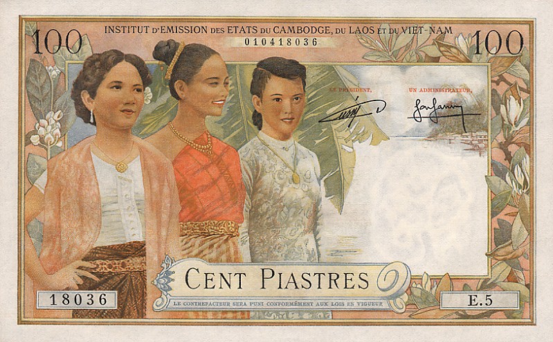 Front of French Indo-China p97a: 100 Piastres from 1954