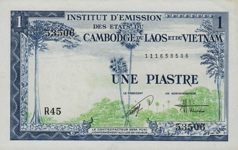 Front of French Indo-China p105: 1 Piastre from 1954