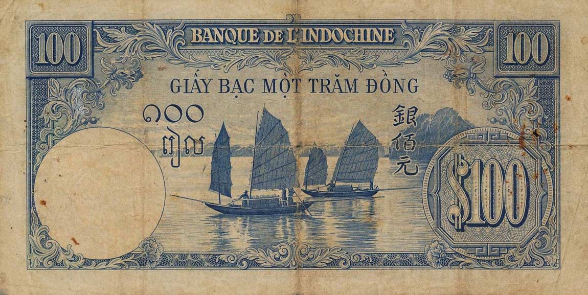 Back of French Indo-China p79a: 100 Piastres from 1946