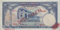 Gallery image for French Indo-China p79s: 100 Piastres
