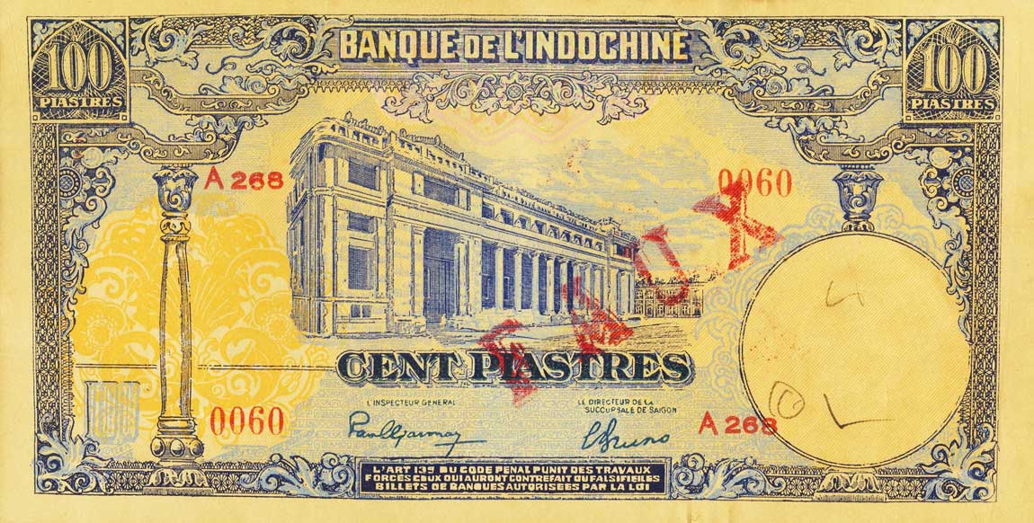 Front of French Indo-China p79x: 100 Piastres from 1946