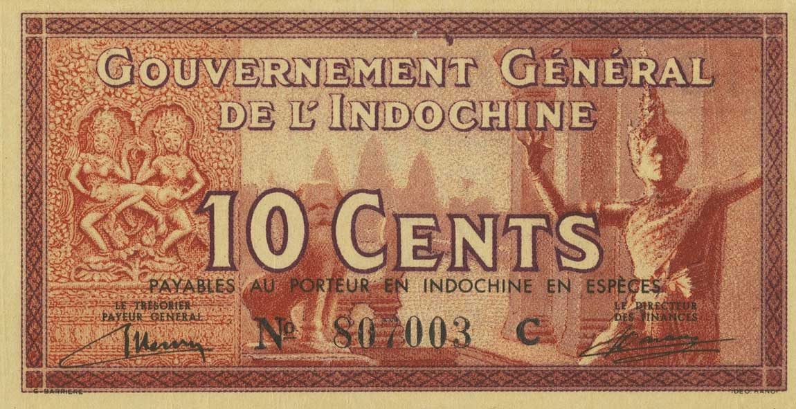 Front of French Indo-China p85a: 10 Cents from 1939