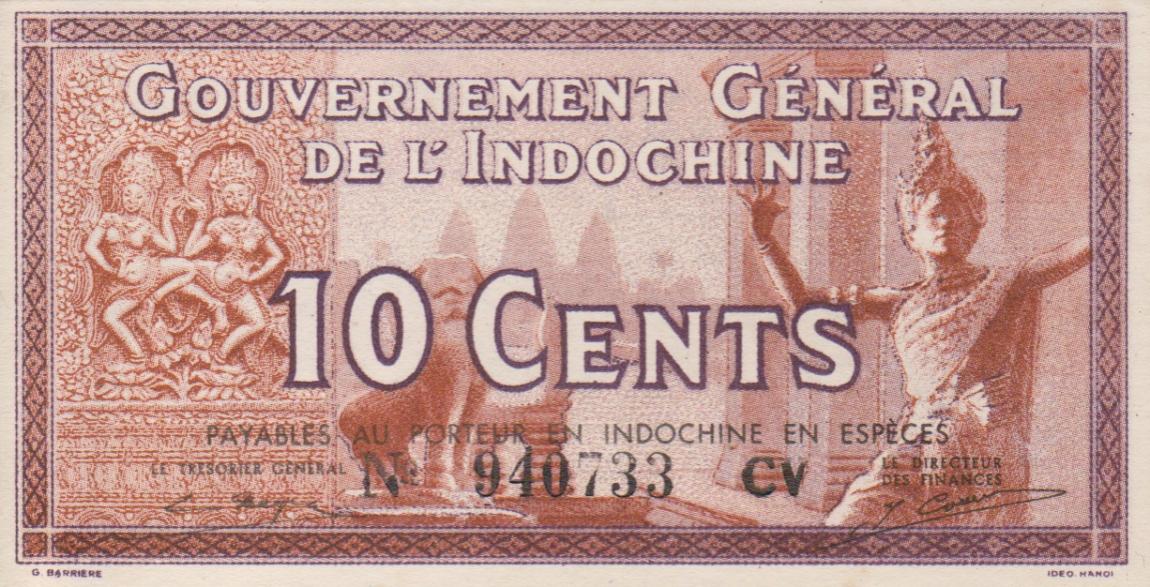 Front of French Indo-China p85d: 10 Cents from 1939