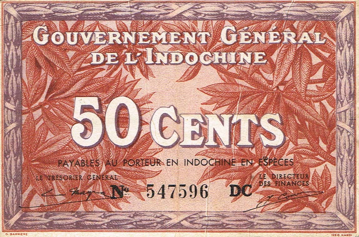 Front of French Indo-China p87d: 50 Cents from 1939