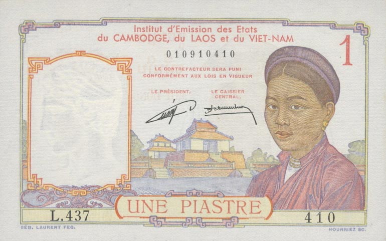 Front of French Indo-China p92: 1 Piastre from 1953